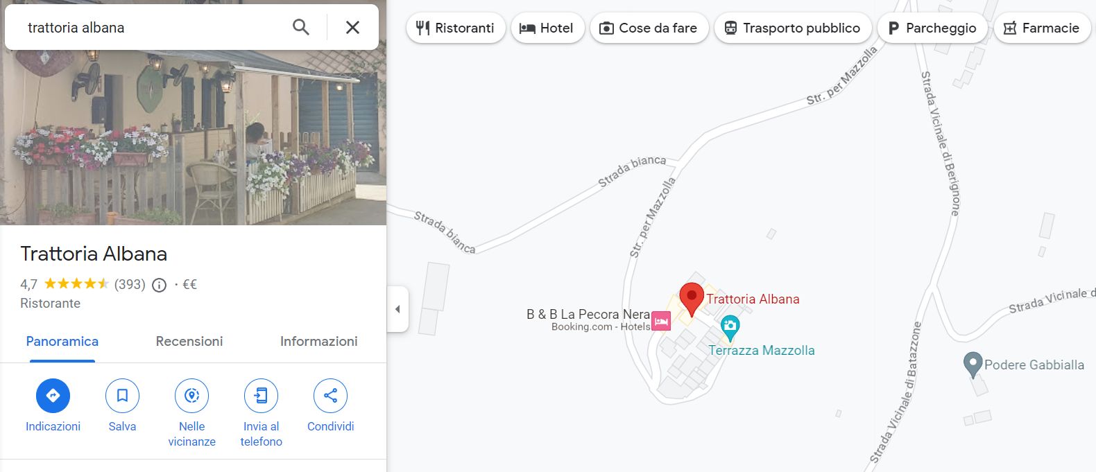 trattoria Albana map